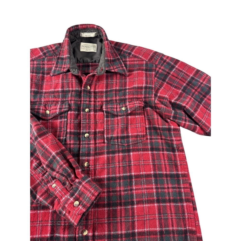 Pendleton Shirt Mens M Red Plaid Long Sleeve Wool Outdoor Lined Button-Up
